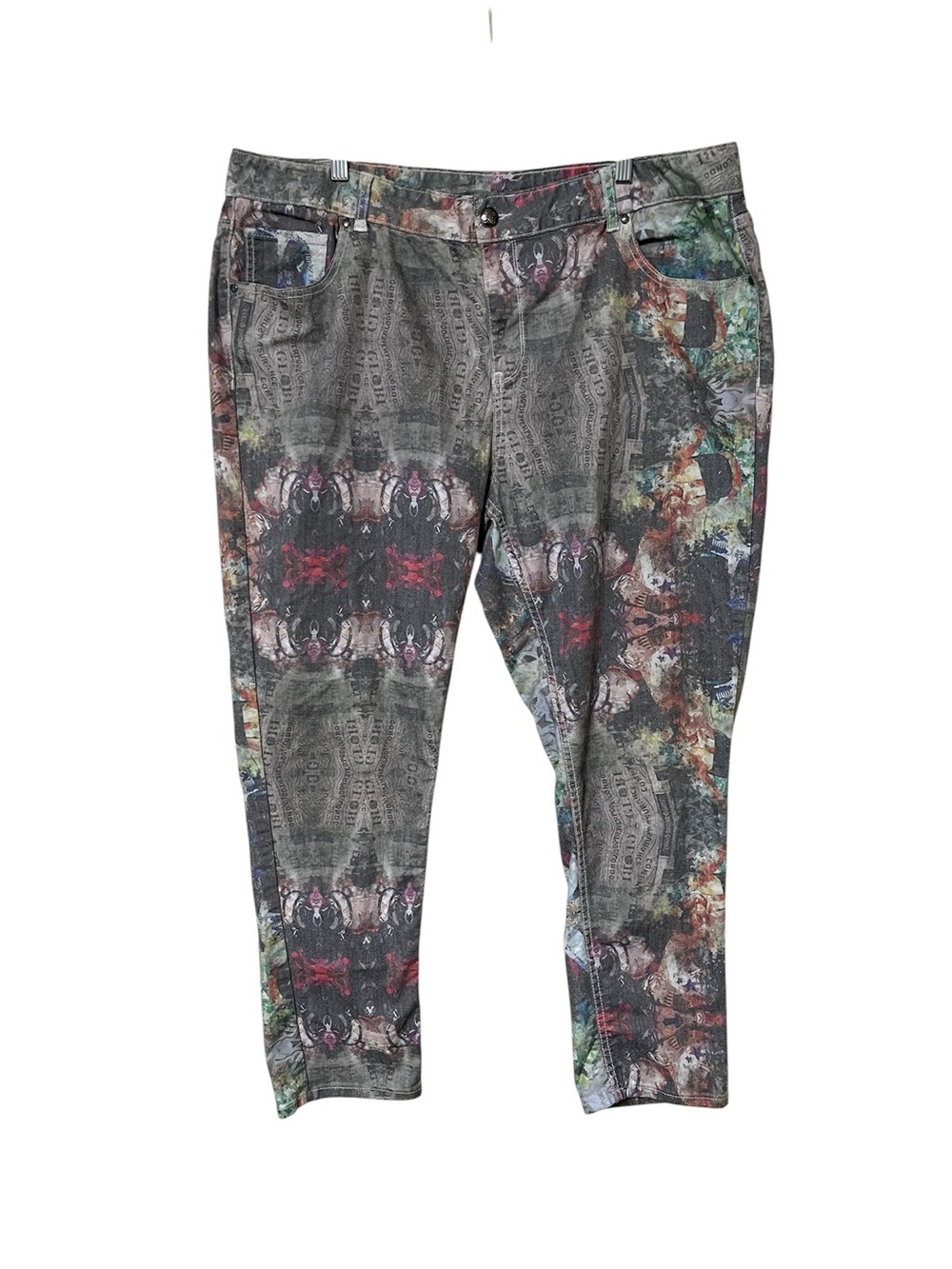 Lane Bryant Graffiti Stamp Design Denim Jeans Size 24 Artistic Edgy Grunge